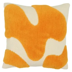 Housse de coussin en coton Arribas effet velours blanc et jaune l.45 x H.45cm GoodHome