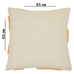 Housse de coussin en coton Arribas effet velours blanc et jaune l.45 x H.45cm GoodHome