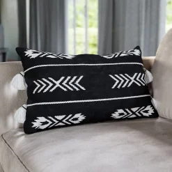 Housse de coussin en coton Rahat imprimé géométrique noir et blanc l.60 x H.40cm GoodHome