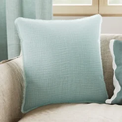 Housse de coussin en coton Jalna bleu celadon L.45 x l.45cm GoodHome