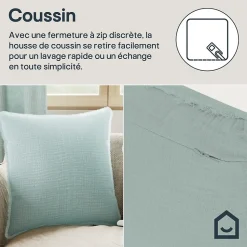 Housse de coussin en coton Jalna bleu celadon L.45 x l.45cm GoodHome