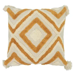 Housse de coussin en coton Sivas imprimé bohème camel et blanc cassé l.45 x H.45cm GoodHome