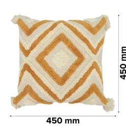 Housse de coussin en coton Sivas imprimé bohème camel et blanc cassé l.45 x H.45cm GoodHome