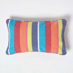 Housse de coussin en coton à rayures multicolores, 30 x 50 cm - HOMESCAPES