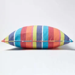 Housse de coussin en coton à rayures multicolores, 30 x 50 cm - HOMESCAPES