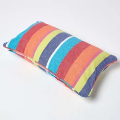 Housse de coussin en coton à rayures multicolores, 30 x 50 cm - HOMESCAPES