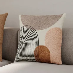 Housse de coussin en coton tufté Cytion imprimé arche beige terracotta l.45 x H.45cm GoodHome