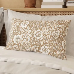 Housse de coussin en coton Alsina fleuri beige l.50 x H.30cm GoodHome