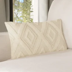 Housse de coussin en coton tufté Teply beige et doré l.50 x H.30cm GoodHome