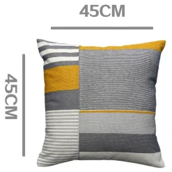 Housse de coussin en coton Sunam imprimé géométrique jaune et gris l.45 x H.45cm GoodHome