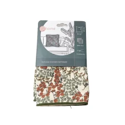 Housse de coussin en coton fleuri liberty Piping vert, bleu, orange L.40 x l.40cm Deko & Co