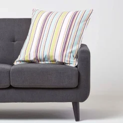 Housse de coussin en coton à rayures osaka, 60 x 60 cm - HOMESCAPES