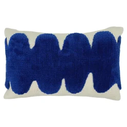 Housse de coussin en coton Albizia imprimé ondulé bleu et blanc l.50 x H.30cm GoodHome