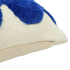Housse de coussin en coton Albizia imprimé ondulé bleu et blanc l.50 x H.30cm GoodHome