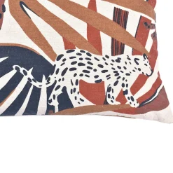 Housse de coussin en coton imprimé sauvage blanc, ocre, vert L.50 x l.30cm Deko & Co