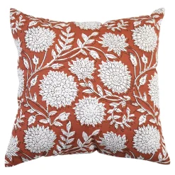 Housse de coussin en coton Melaka fleuri terracotta l.45 x H.45cm GoodHome