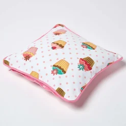 Housse de coussin en coton cupcakes, 30 x 30 cm - HOMESCAPES