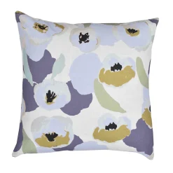 Housse de coussin en coton fleuri violet et blanc 45 x 45cm Billie, Deko & Co