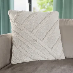 Housse de coussin en coton tufté Saline blanc cassé l.45 x H.45cm GoodHome