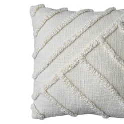 Housse de coussin en coton tufté Saline blanc cassé l.45 x H.45cm GoodHome