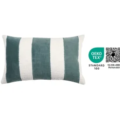Housse de coussin en coton Kolar rayures vert et blanc l.50 x H.30cm GoodHome