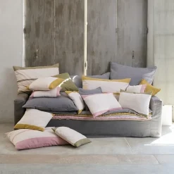 Housse de coussin en coton fil teint 40x60 cm cm JANIS vert mousse