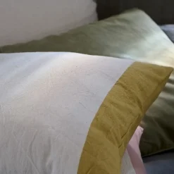 Housse de coussin en coton fil teint 40x60 cm cm JANIS vert mousse