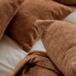 Housse de coussin en laine avec micro-motif losange (45x45 cm - Marron Brun)