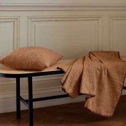 Housse de coussin en laine avec micro-motif losange (45x45 cm - Marron Brun)