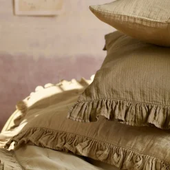 Housse de coussin en mousseline de coton 40x60 cm + 5 cm ELZA marron camel