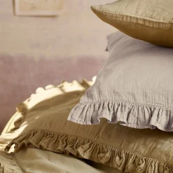 Housse de coussin en mousseline de coton 40x60 cm cm + 5 cm ELZA beige ficelle