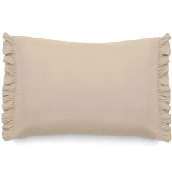Housse de coussin en mousseline de coton 55x80 cm cm + 5 cm ELZA beige ficelle