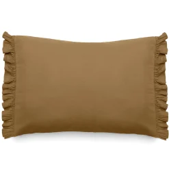Housse de coussin en mousseline de coton 55x80 cm cm + 5 cm ELZA marron foin
