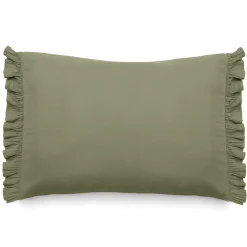 Housse de coussin en mousseline de coton 55x80 cm cm + 5 cm ELZA vert mousse