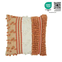 Housse de coussin en tufté Tapao blanc crème et terracotta GoodHome
