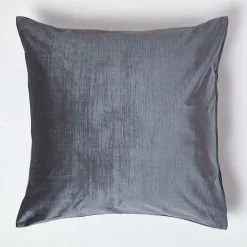 Housse de coussin en velours gris foncé - 60 x 60 cm - HOMESCAPES