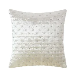 Housse de coussin en velours piqué ivoire, 40 x 40 cm - HOMESCAPES