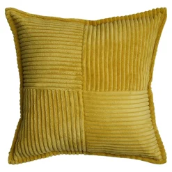 Housse de coussin en velours cotelé Galwey jaune ocre l.45 x H.45cm GoodHome
