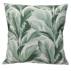 Housse de coussin feuillage vert et blanc L.45 x l.45cm Deko & Co