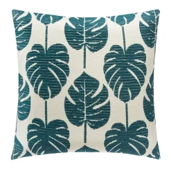 Housse de coussin Feuilles - coton et chenille - vert - 40x40 cm - Atmosphera