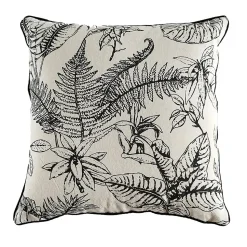 Housse de coussin fleuri en coton noir et blanc L.45 x l.45cm Ornami