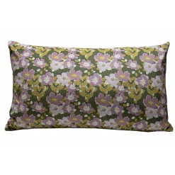Housse de coussin fleuri liberty vert et violet 30 x 50cm Flora, Deko & Co
