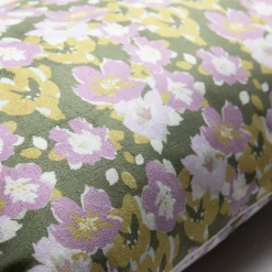 Housse de coussin fleuri liberty vert et violet 30 x 50cm Flora, Deko & Co