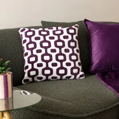 Housse de coussin Jeni chenille violet 40x40cm - Atmosphera