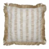 Housse de coussin Kamea coton et jute rayé à franges beige L.45 x l.45cm Ornami