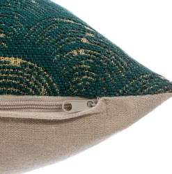 Housse de coussin motif éventail doré