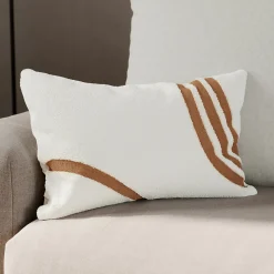 Housse de coussin Noida imprimé géométrique blanc cassé, terracotta l.50 x H.30cm GoodHome