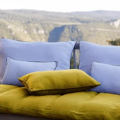 Housse de coussin PRELUDE 80x80 cm lin et coton lavé jaune Curry