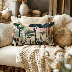 Housse de coussin rectangulaire paysage japonnais L.30 x l.50cm Casa Mediterranea 1967 SL
