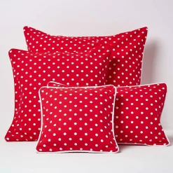 Housse de coussin rouge à pois en coton, 30 x 50 cm - HOMESCAPES